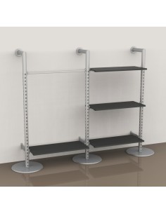 ARREDAMENTO A PARETE  CON RIPIANI  TUBI 60 mm NERO OPACO