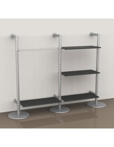 ARREDAMENTO A PARETE  CON RIPIANI  TUBI 60 mm NERO OPACO