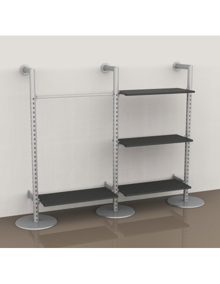 ARREDAMENTO A PARETE  CON RIPIANI  TUBI 60 mm NERO OPACO