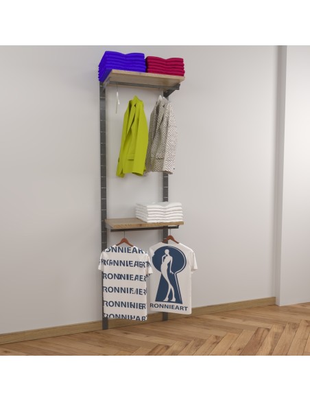 ARREDO PER ABBIGLIAMENTO CABINA ARMADIO DA70 cm TRASPARENTE OPACO/TAVOLATO NATURALE