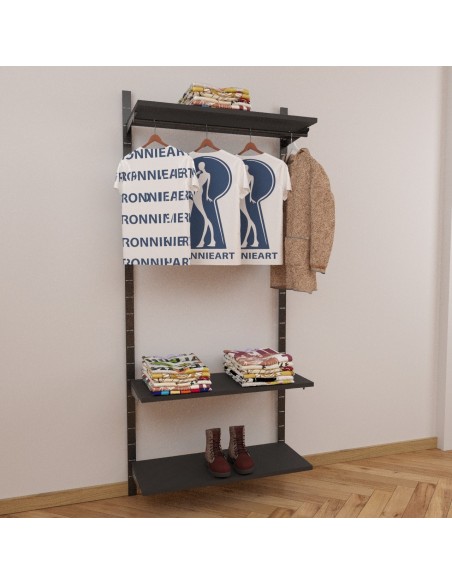 ARREDO PER ABBIGLIAMENTO CABINA ARMADIO DA 110 cm NERO OPACO