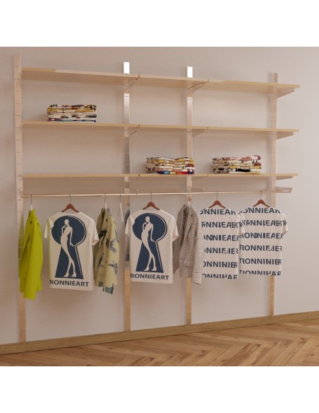 ARREDO PER ABBIGLIAMENTO CABINA ARMADIO DA 250 cm CROMATO/ACERO