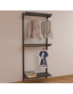 ARREDO PER ABBIGLIAMENTO CABINA ARMADIO DA 100 cm NERO OPACO-NERO OPACO