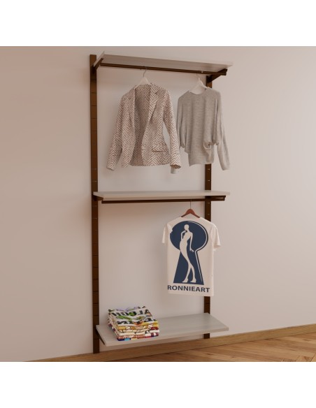 ARREDO PER ABBIGLIAMENTO CABINA ARMADIO DA 110 cm RAME BONDERIZZATO-OLMO CHIARO