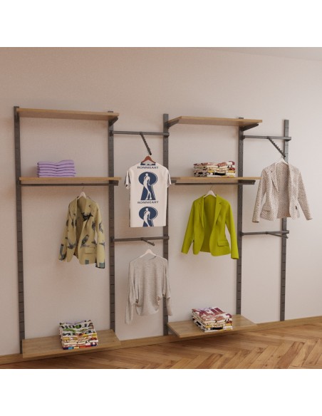 ARREDO PER ABBIGLIAMENTO CABINA ARMADIO DA 310 cm TRASPARENTE OPACO/TAVOLATO NATURALE