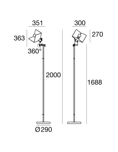 LAMPADA DA TERRA STILNOVO TRIEDRO FLOOR