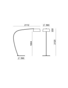 LAMPADA DA TERRA STILNOVO OXYGEN CURVED ROD BIANCO / BIANCO 2