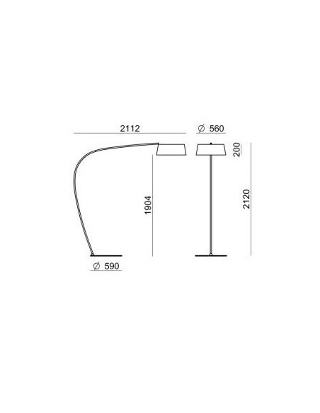 LAMPADA DA TERRA STILNOVO OXYGEN CURVED ROD BIANCO / BIANCO