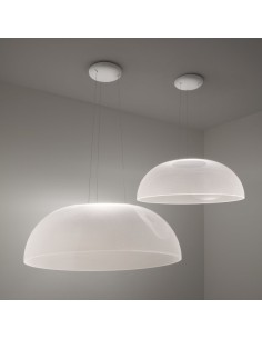 LAMPADA A SOSPENSIONE STILNOVO DEMI Ø70 BIANCO / TRASPARENTE 2