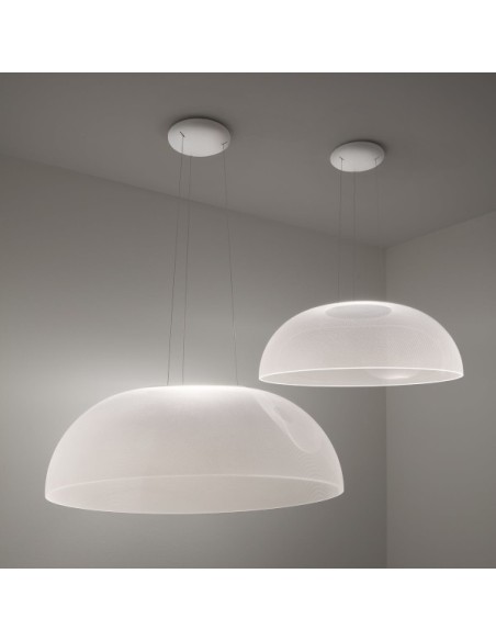 LAMPADA A SOSPENSIONE STILNOVO DEMI Ø95 BIANCO / TRASPARENTE