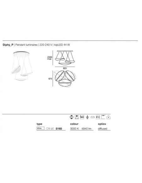 LAMPADA A SOSPENSIONE STILNOVO DIPHY 3 SORGENTI BIANCO / TRASPARENTE