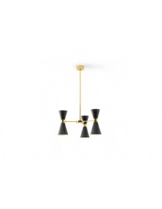 LAMPADA A SOSPENSIONE STILNOVO MEGAFONO 3x2 ORO / NERO 2