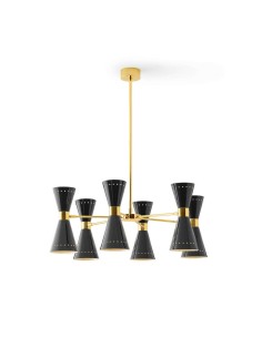 LAMPADA A SOSPENSIONE STILNOVO MEGAFONO 6x2 ORO / NERO