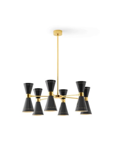 LAMPADA A SOSPENSIONE STILNOVO MEGAFONO 6x2 ORO / NERO