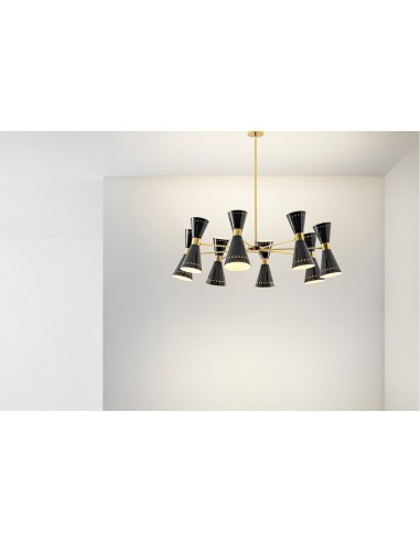 LAMPADA A SOSPENSIONE STILNOVO MEGAFONO 8x2 ORO / NERO