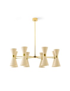 LAMPADA A SOSPENSIONE STILNOVO MEGAFONO 8x2 ORO / AVORIO