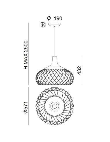 LAMPADA A SOSPENSIONE STILNOVO MONGOLFIER Ø57 NERO