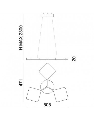 LAMPADA A SOSPENSIONE STILNOVO QUAD 3 MODULI MONO BIANCO