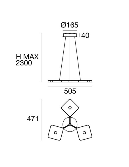 LAMPADA A SOSPENSIONE STILNOVO QUAD 3 MODULI BIS BIANCO