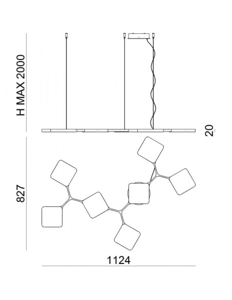 LAMPADA A SOSPENSIONE STILNOVO QUAD 7 MODULI MONO BIANCO