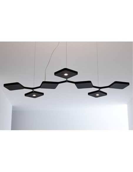 LAMPADA A SOSPENSIONE STILNOVO QUAD 7 MODULI BIS NERO
