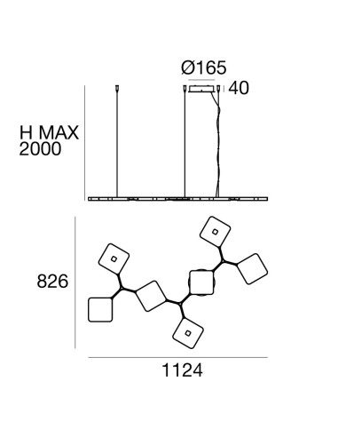 LAMPADA A SOSPENSIONE STILNOVO QUAD 7 MODULI BIS NERO