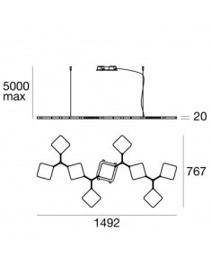 LAMPADA A SOSPENSIONE STILNOVO QUAD 9 MODULI MONO NERO 2