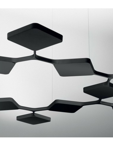 LAMPADA A SOSPENSIONE STILNOVO QUAD 9 MODULI MONO NERO