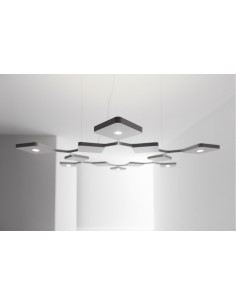 LAMPADA A SOSPENSIONE STILNOVO QUAD 9 MODULI BIS BIANCO