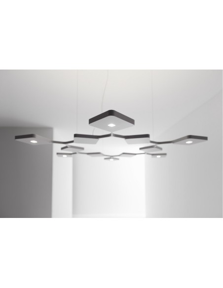 LAMPADA A SOSPENSIONE STILNOVO QUAD 9 MODULI BIS BIANCO