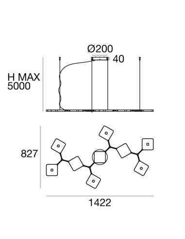 LAMPADA A SOSPENSIONE STILNOVO QUAD 9 MODULI BIS BIANCO