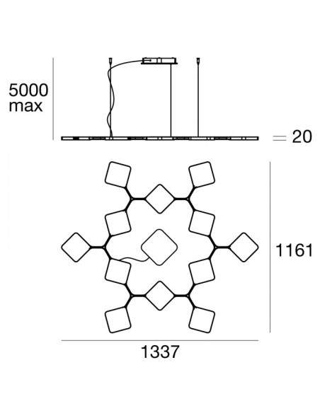 LAMPADA A SOSPENSIONE STILNOVO QUAD 12 MODULI MONO NERO