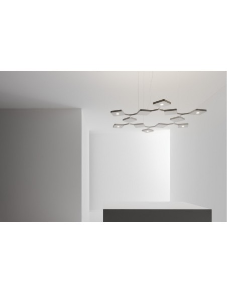 LAMPADA A SOSPENSIONE STILNOVO QUAD 12 MODULI BIS BIANCO