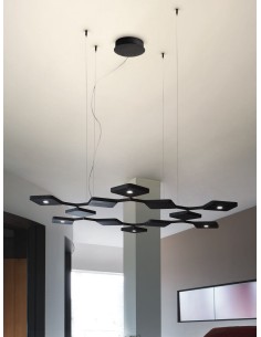 LAMPADA A SOSPENSIONE STILNOVO QUAD 12 MODULI BIS NERO