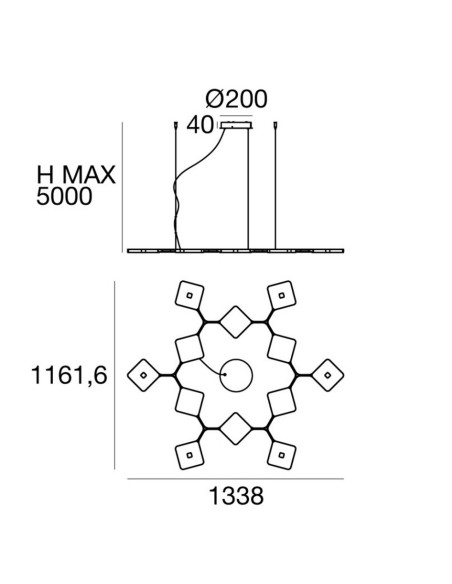 LAMPADA A SOSPENSIONE STILNOVO QUAD 12 MODULI BIS NERO
