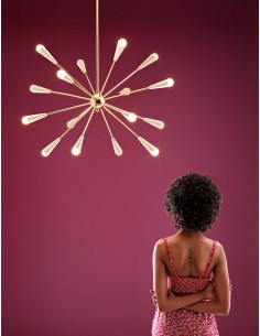 LAMPADA A SOSPENSIONE STILNOVO SPUTNIK ORO / AVORIO