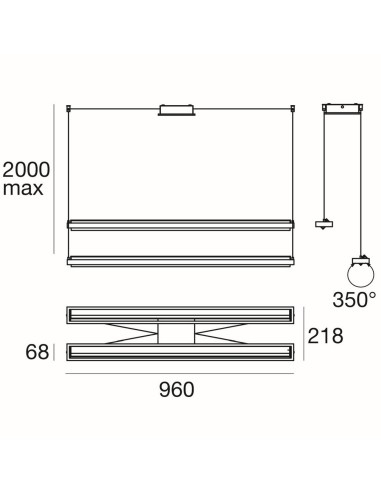 LAMPADA A SOSPENSIONE STILNOVO TABLET 2 SOURCES BIANCO