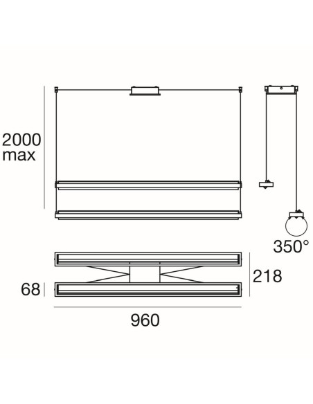 LAMPADA A SOSPENSIONE STILNOVO TABLET 2 SOURCES NERO