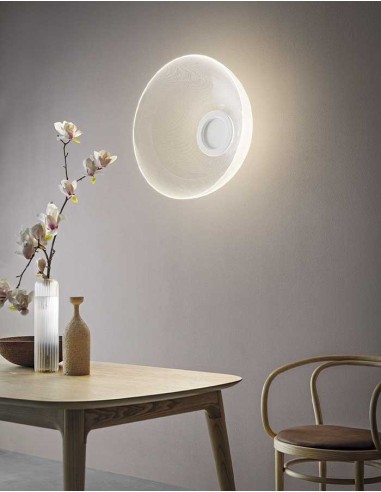 LAMPADA A SOFFITTO/PARETE STILNOVO DEMI  Ø70 BIANCO / TRASPARENTE