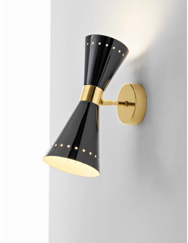 LAMPADA A PARETE/SOFFITTO STILNOVO MEGAFONO 1x2 ORO / NERO
