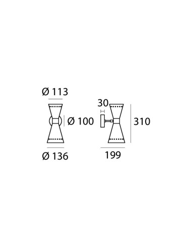 LAMPADA A PARETE/SOFFITTO STILNOVO MEGAFONO 1x2 ORO / AVORIO