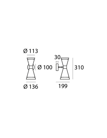 LAMPADA A PARETE/SOFFITTO STILNOVO MEGAFONO 1x2 ORO / AVORIO