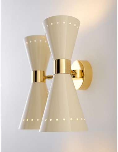 LAMPADA A PARETE/SOFFITTO STILNOVO MEGAFONO 2x2 ORO / AVORIO