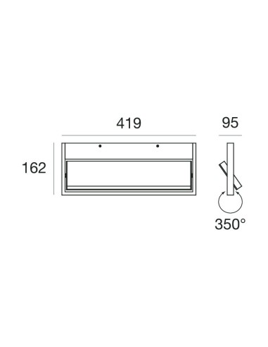 LAMPADA A PARETE/SOFFITTO STILNOVO TABLET SINGLE L42 NERO