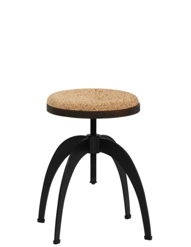 SGABELLO IN FERRO E SEDUTA IN SUGHERO