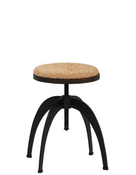 SGABELLO IN FERRO E SEDUTA IN SUGHERO