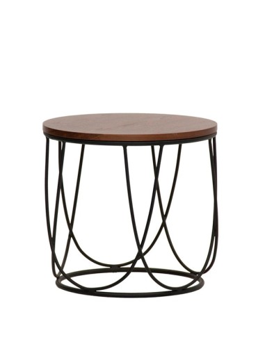 TAVOLINO IN METALLO CON PIANO IN LEGNO