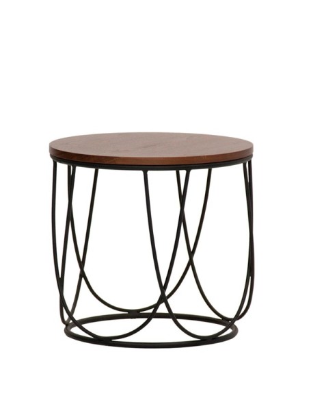 TAVOLINO IN METALLO CON PIANO IN LEGNO