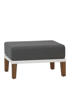 POUF CON STRUTTURA IN ALLUMINIO E TEAK SEDUTA E SCHIENALE IMBOTTITI, TESSUTO IDRO