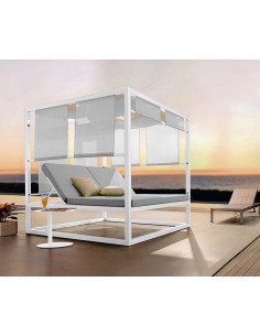 STRUTTURA IN METALLO VERNICIATO, MATERASSINI E RIVESTIMENTI IN TESSUTO, SPESSORE 10cm, TELI IN TX